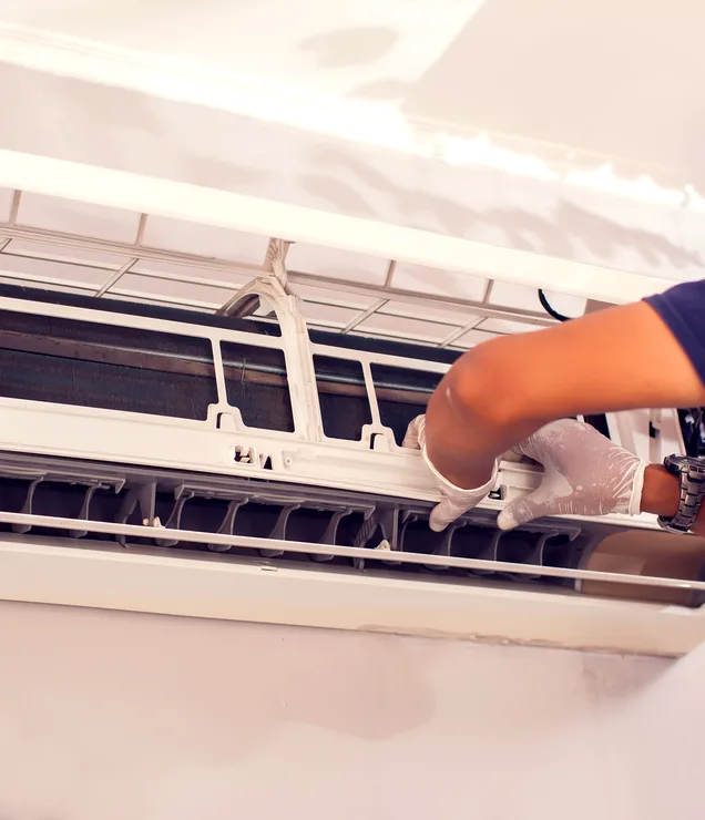 Gering Valley technician installing a ductless mini-split indoor unit