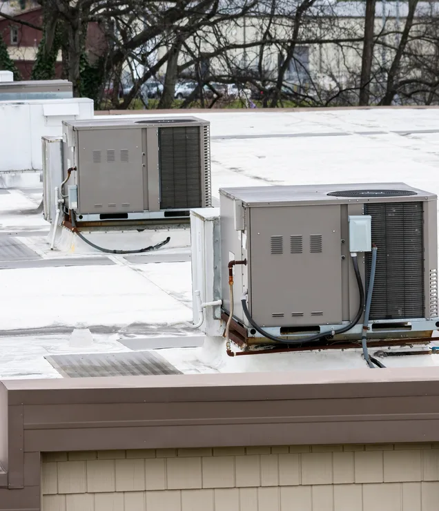 Rooftop commercial HVAC units serviced by Gering Valley Plumbing & Heating