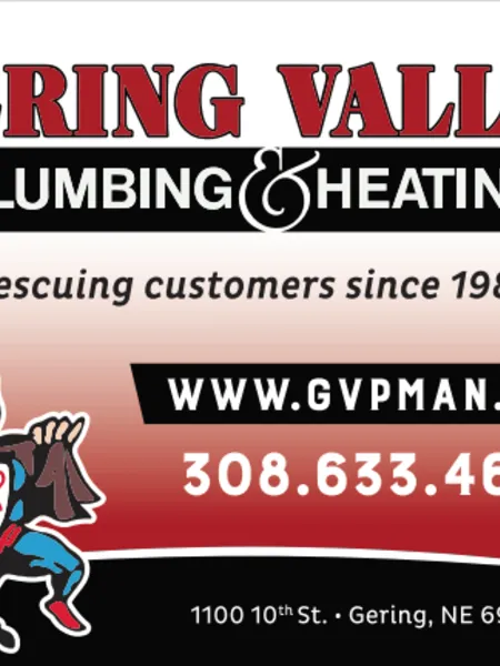 May yard-sign winner Cathy F. of Scottsbluff with their Gering Valley Plumbing & Heating sign