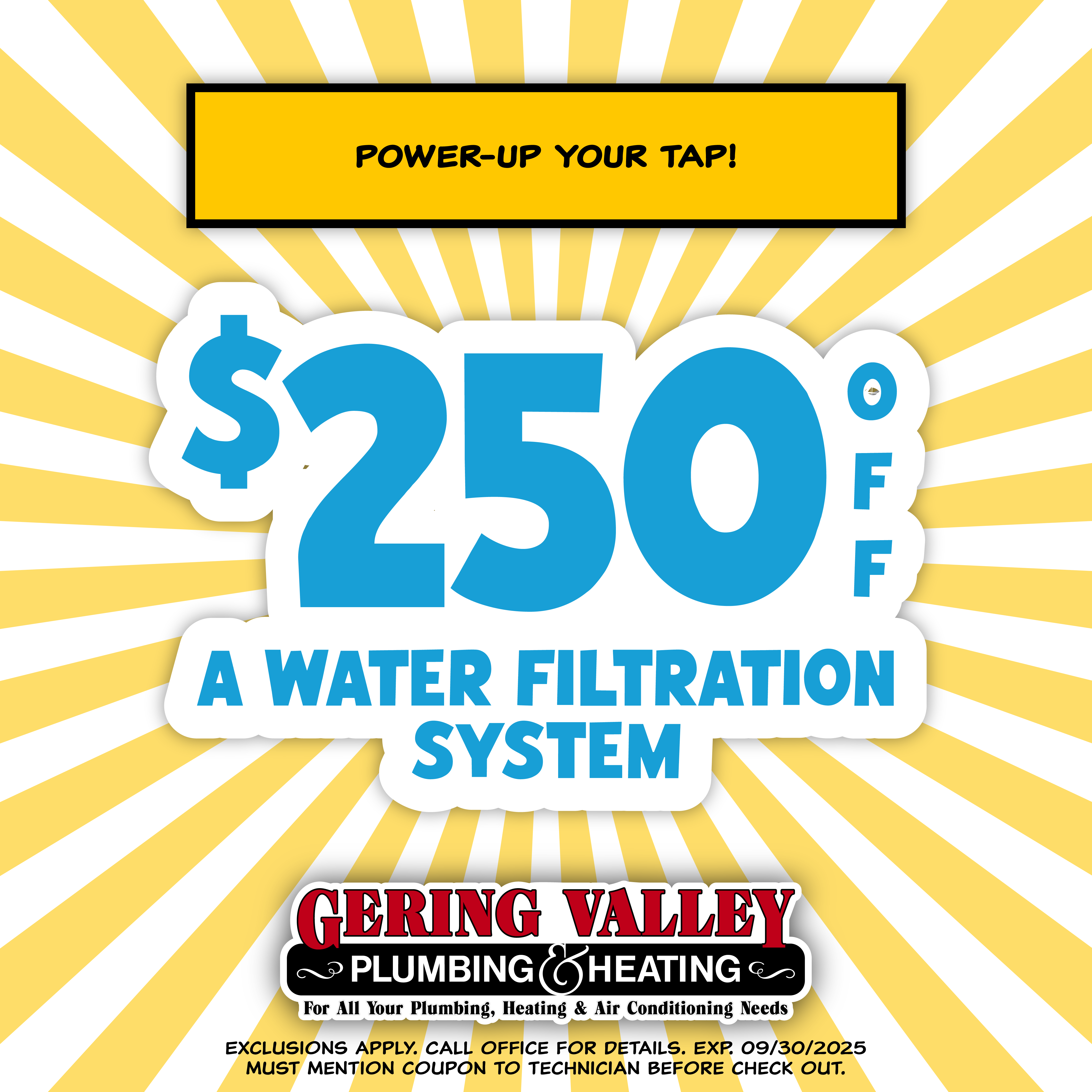 GVP coupon bank. Save with Gering Valley Plumbing & Heating services.
