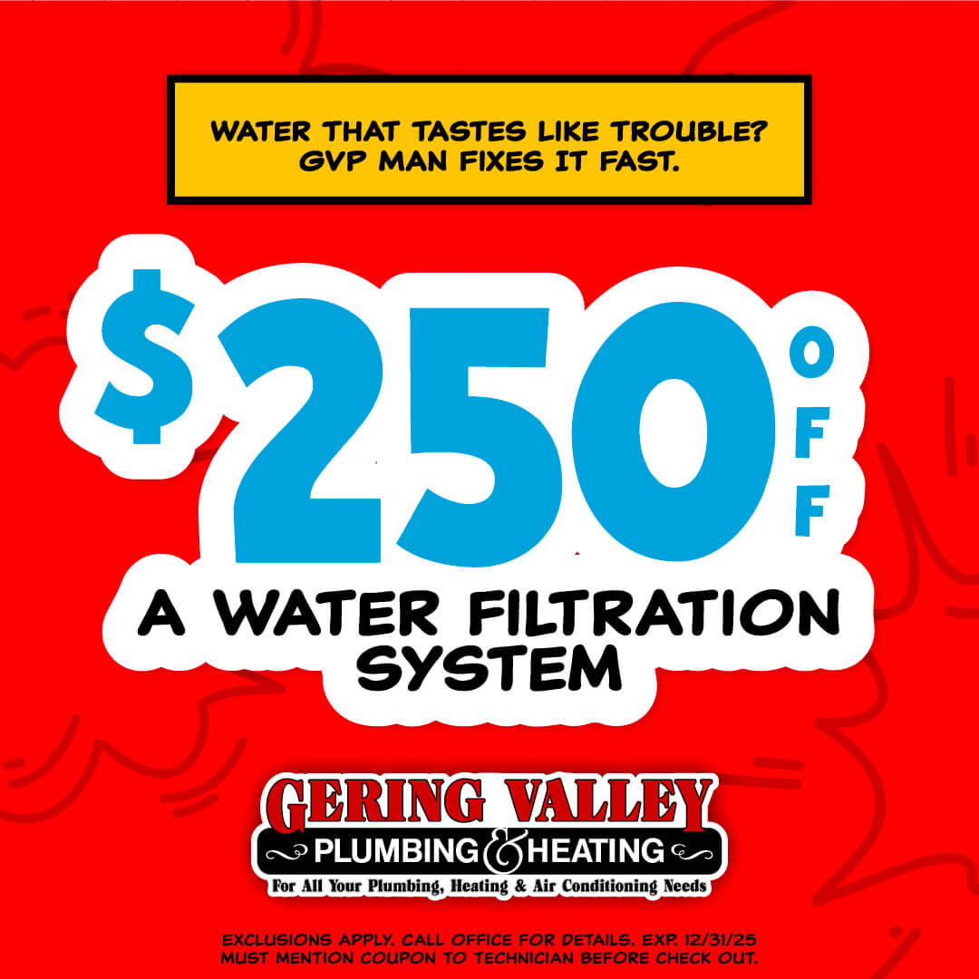 GVP coupon bank. Save with Gering Valley Plumbing & Heating services.